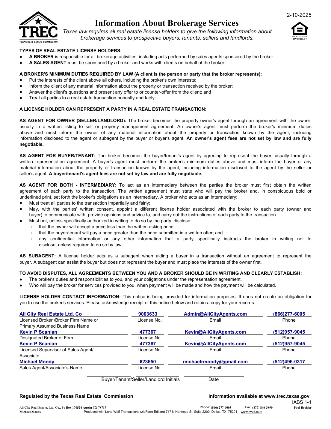 Preview of Information About Brokerage Services