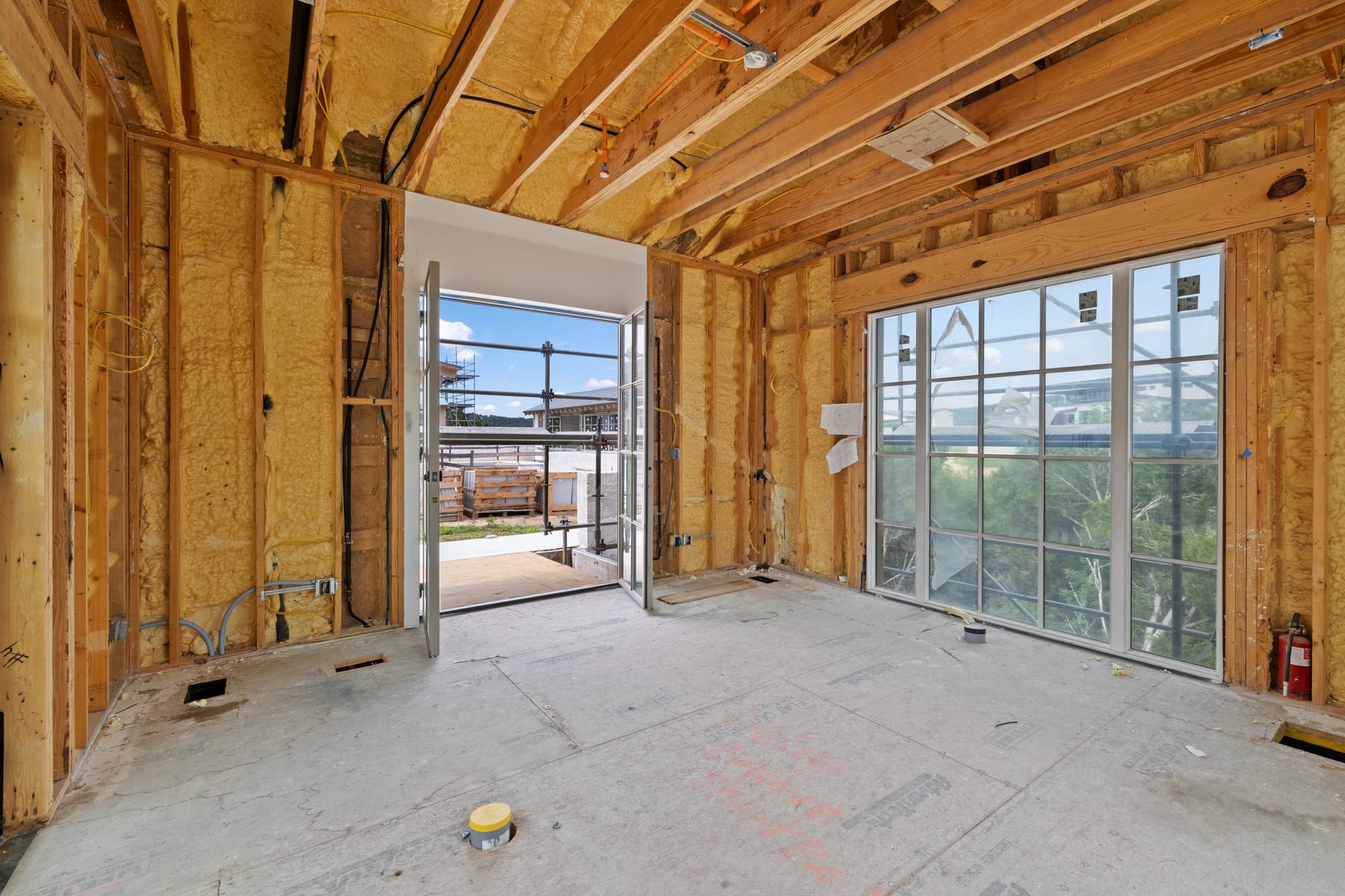 New construction interior framing in a developing master-planned community