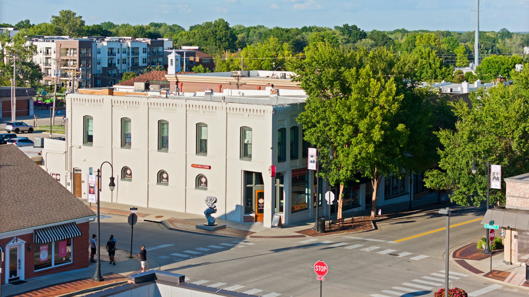 Downtown Georgetown street corner and local commercial district