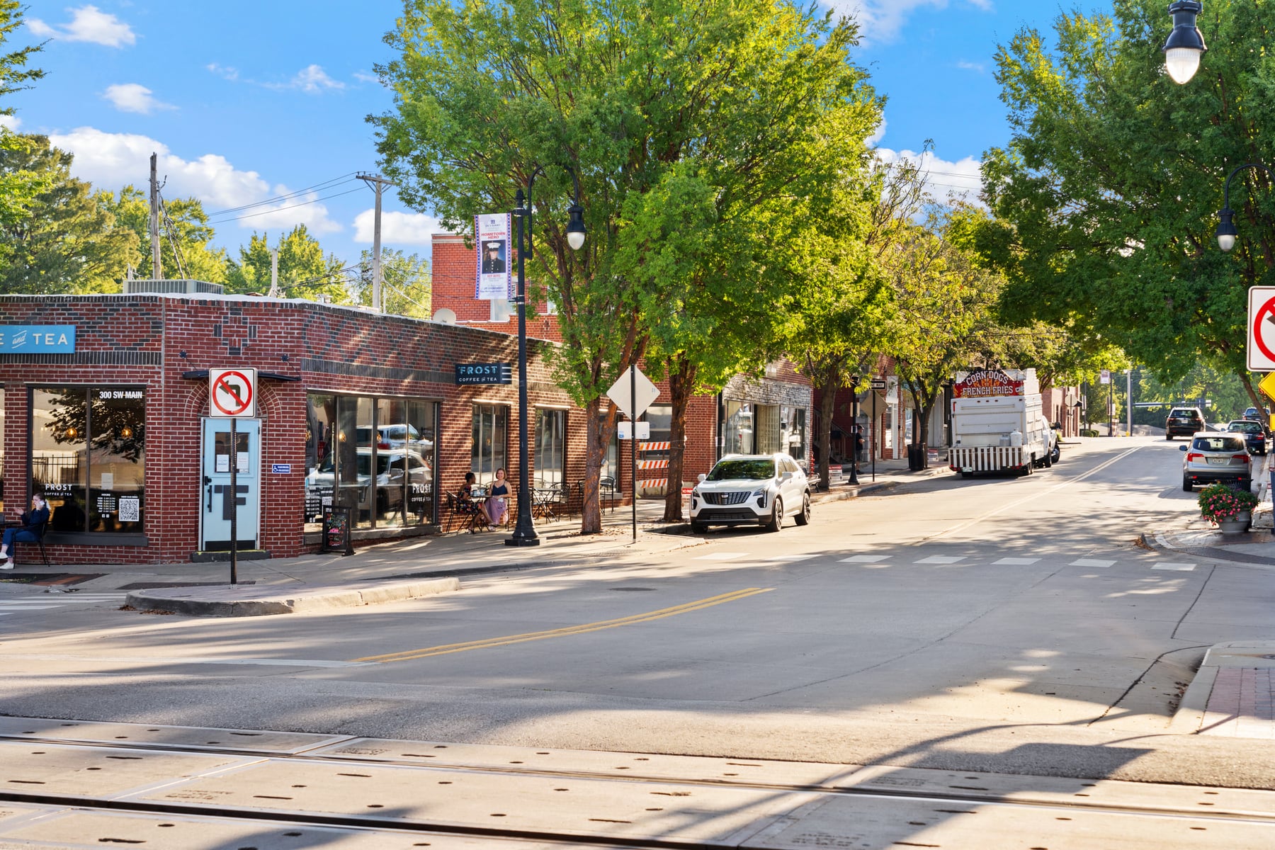 Central Texas downtown street scene for comparing nearby communities