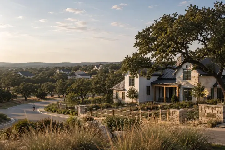 Hill Country neighborhood and rolling terrain near Liberty Hill