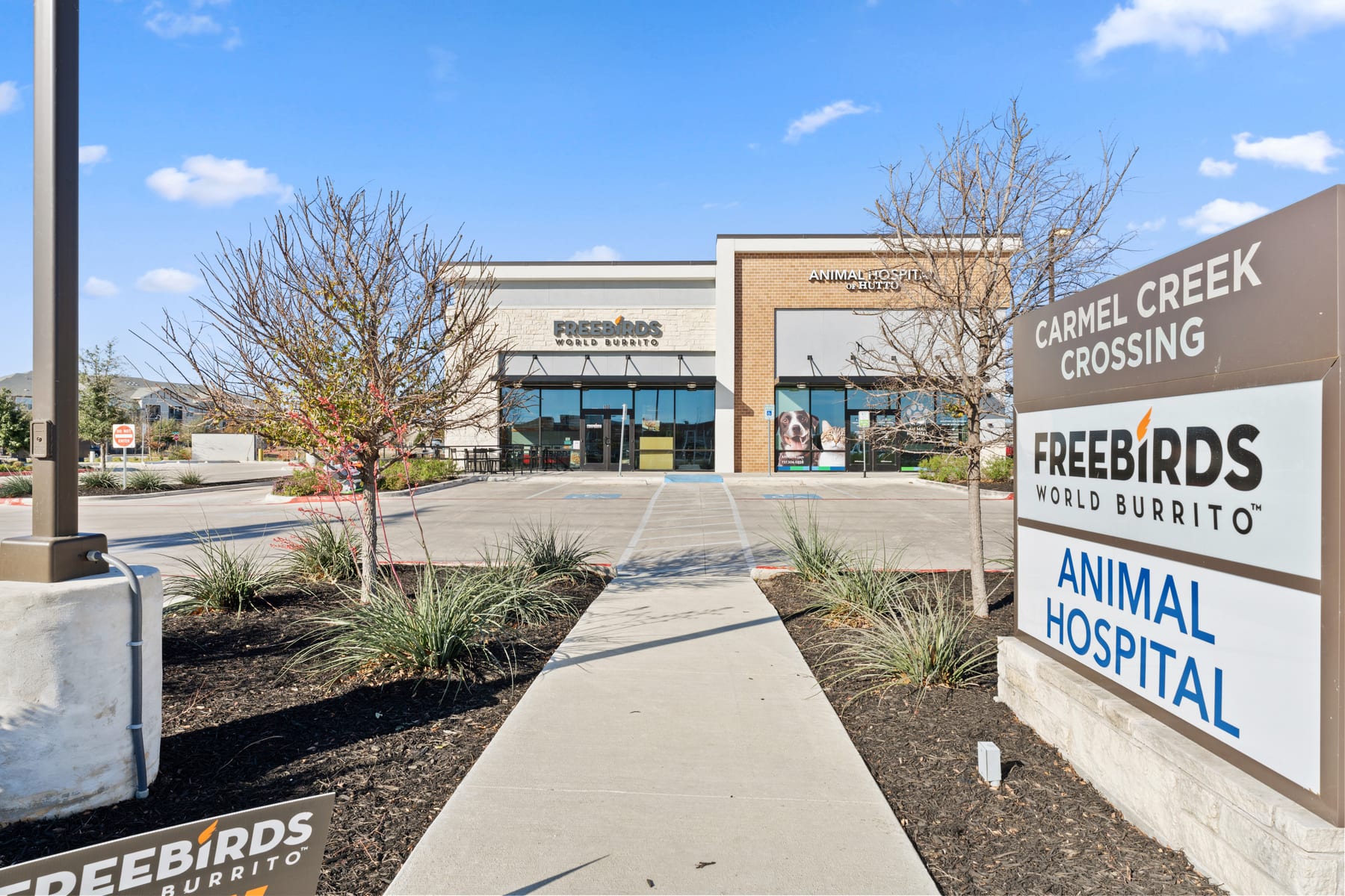 Walkable suburban commercial center illustrating North Austin community tradeoffs