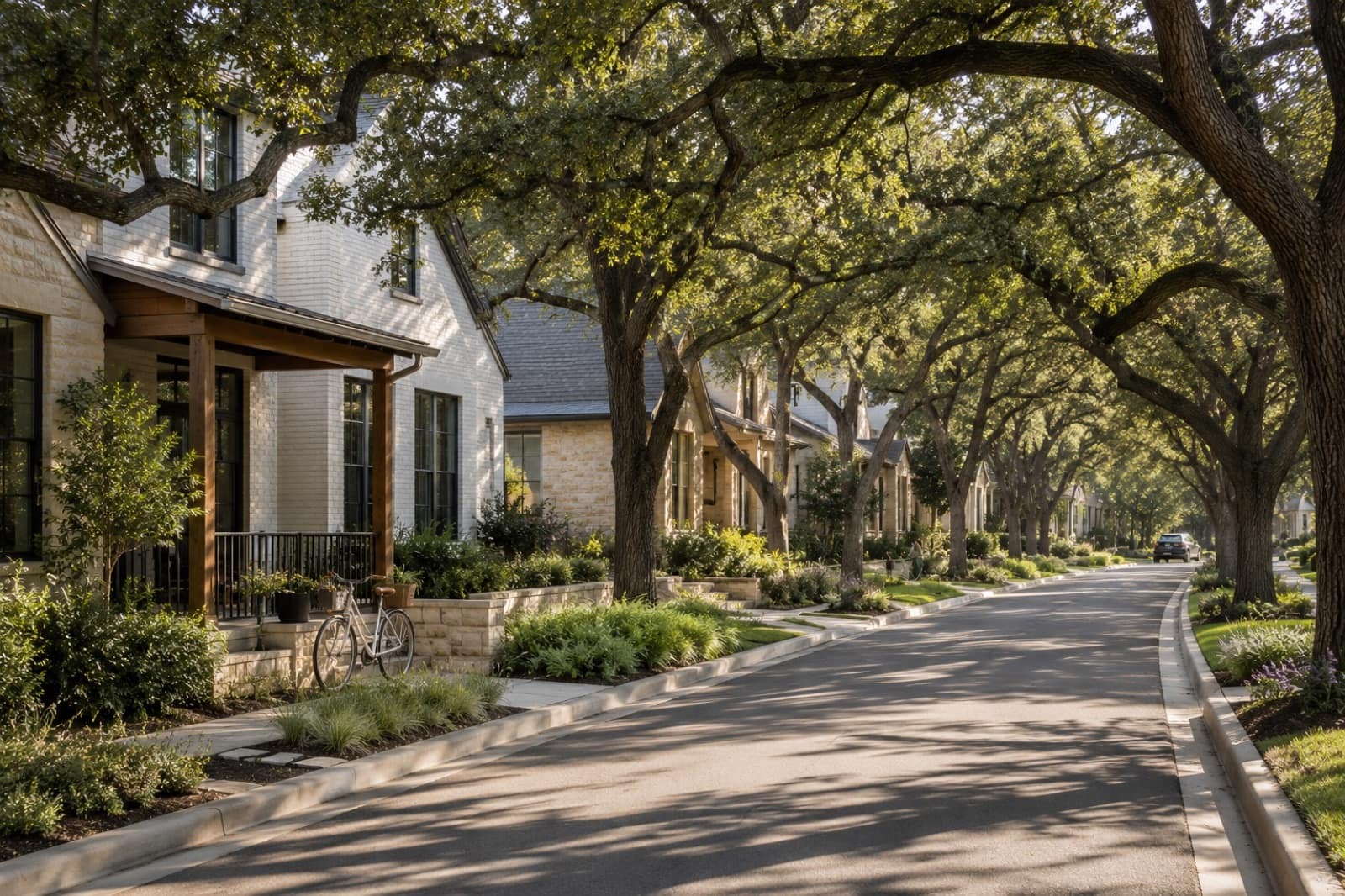 Tree-lined Georgetown neighborhood street illustrating address-specific school-zone decisions